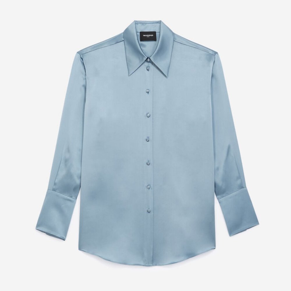 Beautiful Baby Blue Silk Button Down fron THE KOOPLES of Paris! - Picture 2 of 6